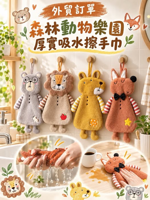 森林動物樂園・厚實吸水擦手巾
